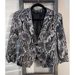 Express Silky Snake Skin Print Black & White Jacket Lined Ladies 0 EUC